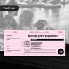 Ticket papier rose - personnalisation noir et blanc